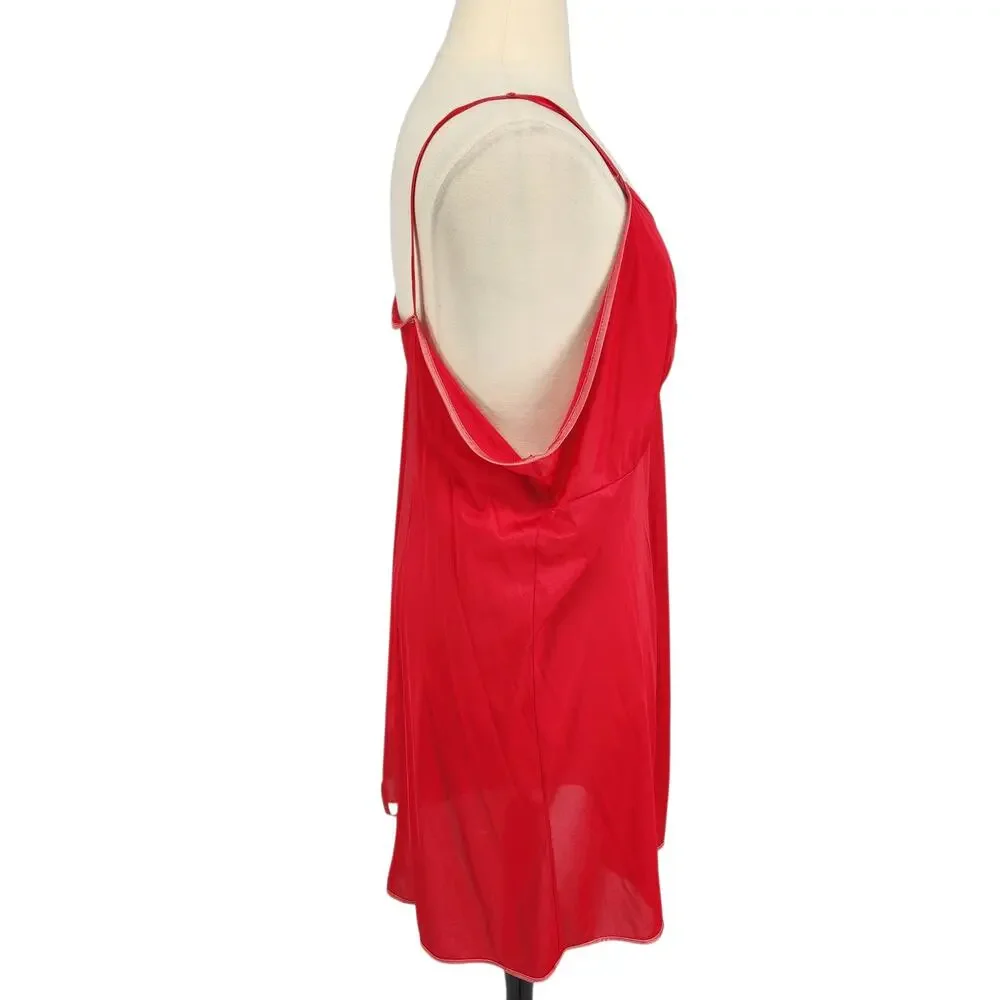 Vintage Figurfit Nylon Slip Dress - Red Size 50 - Picture 6 of 8